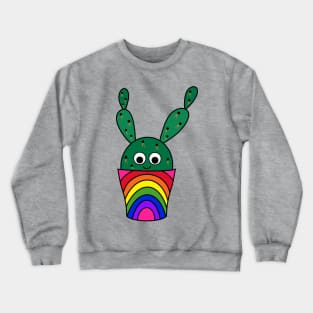 Cute Cactus Design #252: Thorny Cactus In Rainbow Pot Crewneck Sweatshirt
